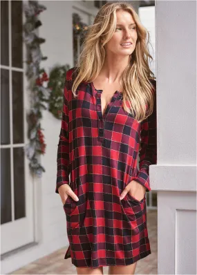 Short Sleepshirt - Red & Black