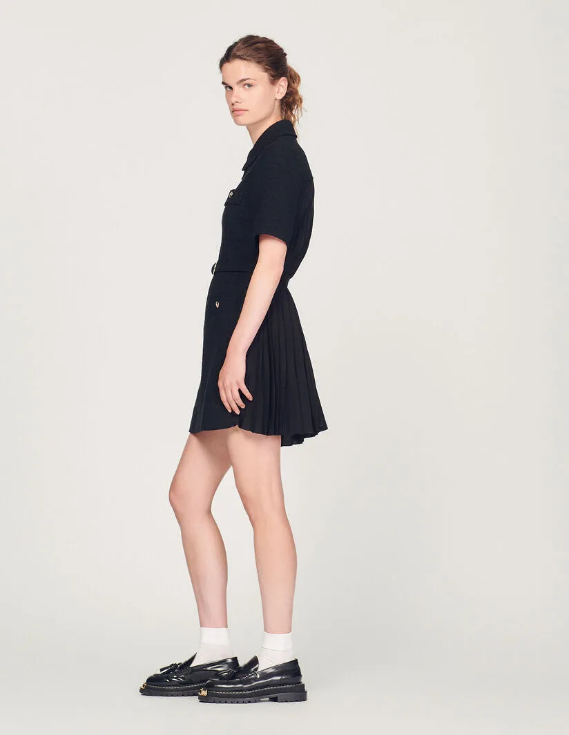 Short Sleeved Dress In Two Materials