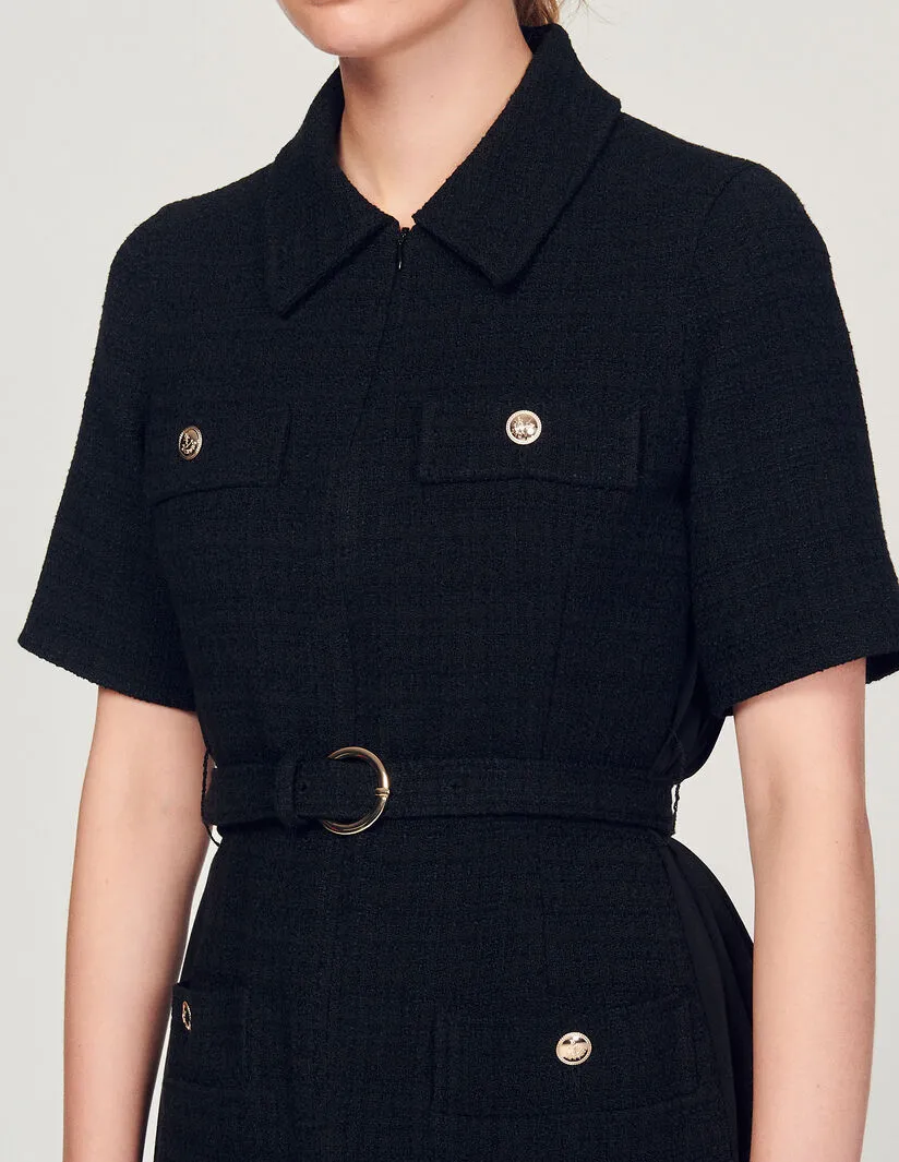 Short Sleeved Dress In Two Materials