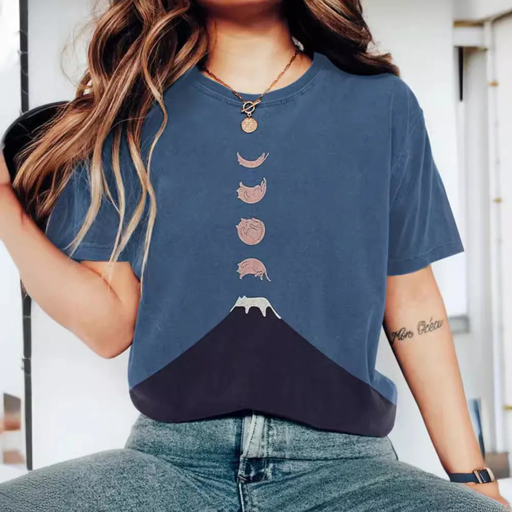 Short Sleeved Shirt Women's Printed Round Neck Pullover