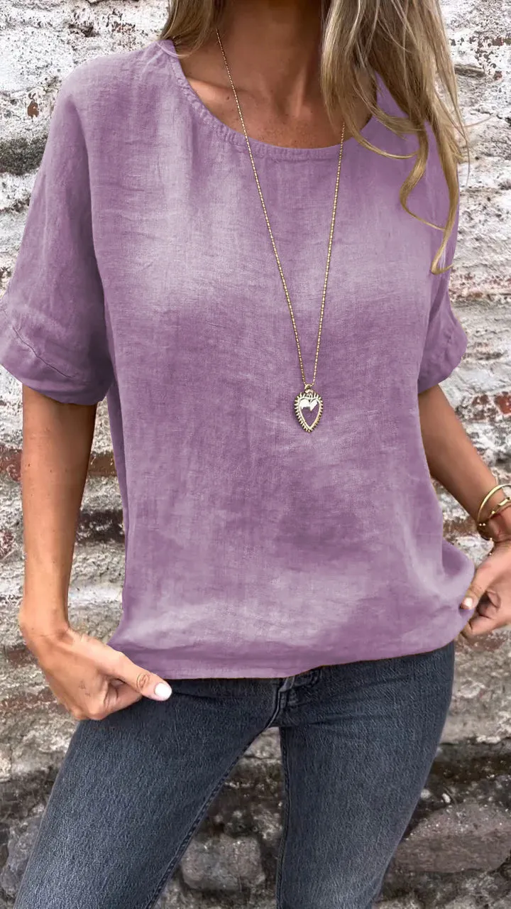 Short Sleeved Shirt Women's Printed Round Neck Pullover