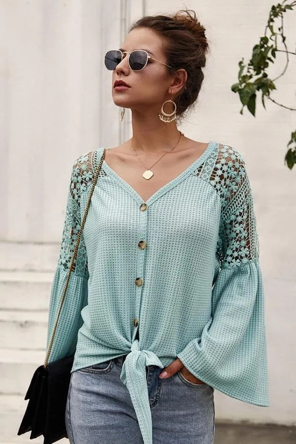 Single Breasted Front Knot Shirt