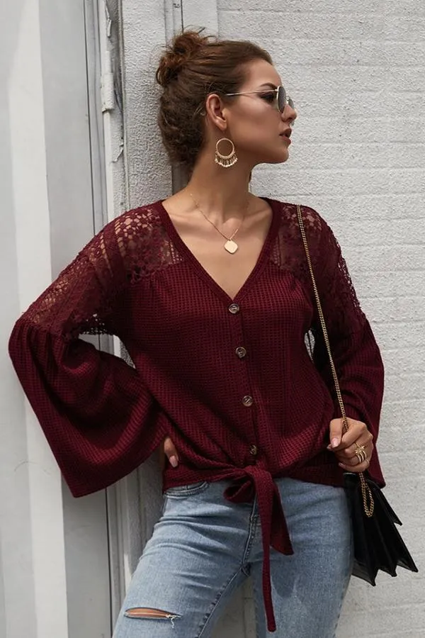 Single Breasted Front Knot Shirt