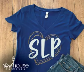 SLP Love Shirt, Speech Language Pathologist, Therapist, Heart, Any Color