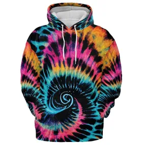 Spiral  Blue Fluorescent Tie Dye Unisex Hoodie