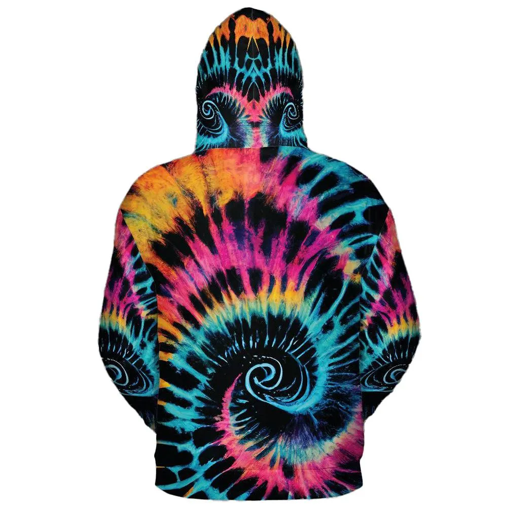 Spiral  Blue Fluorescent Tie Dye Unisex Hoodie