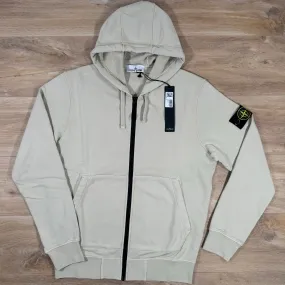 Stone Island Garment Dyed Zip Hoodie in Plaster