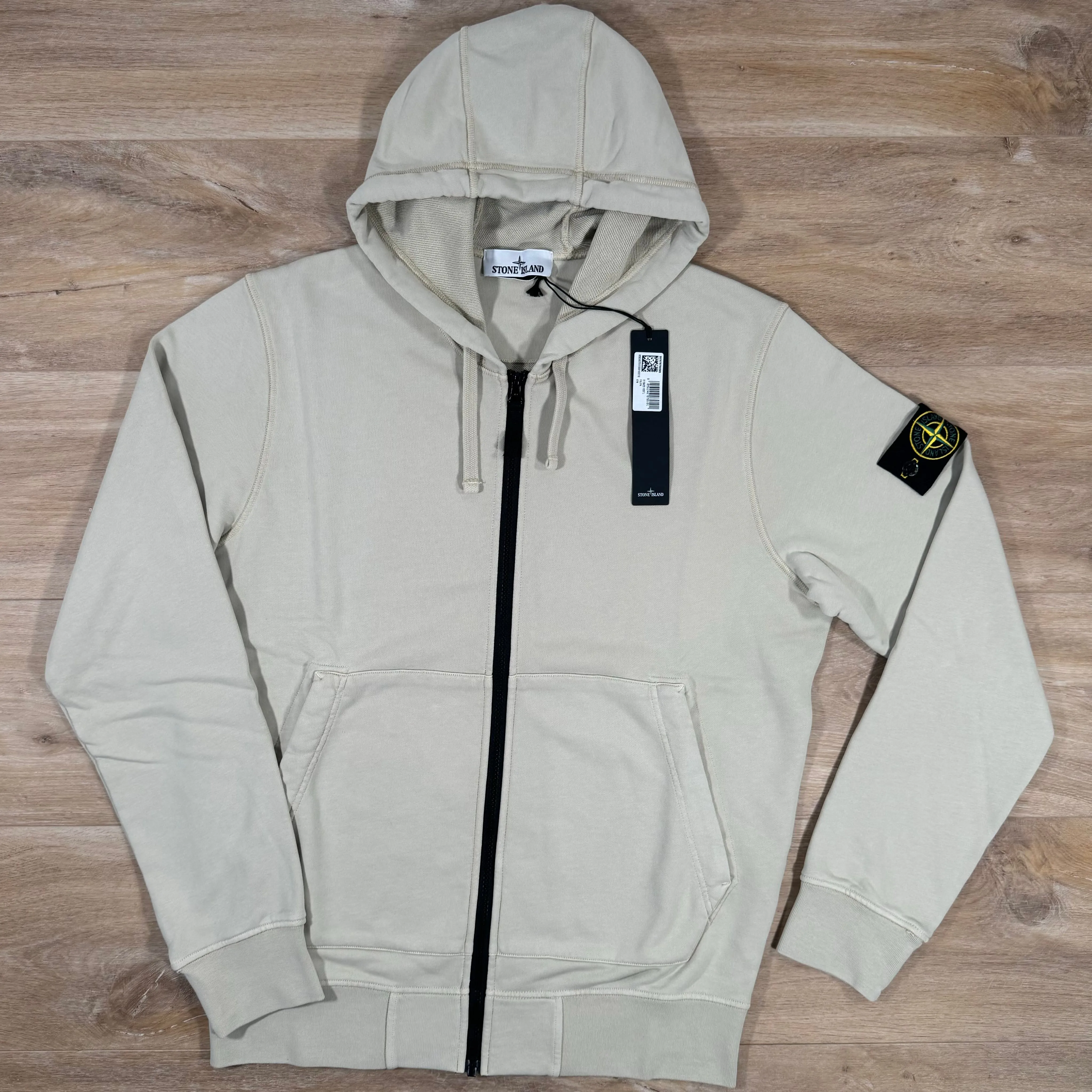 Stone Island Garment Dyed Zip Hoodie in Plaster