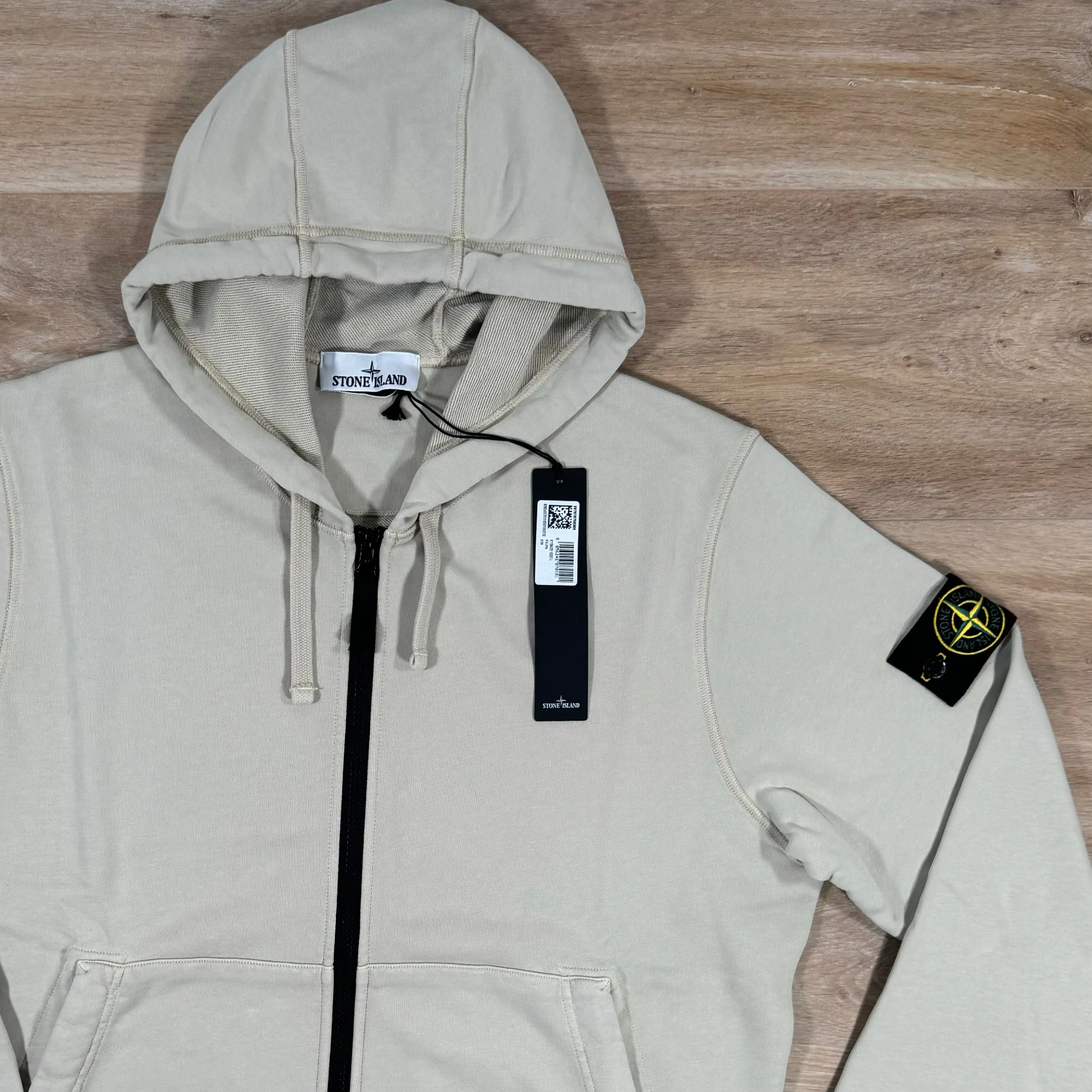 Stone Island Garment Dyed Zip Hoodie in Plaster