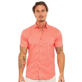 Striped Short Sleeve Shirt - Red