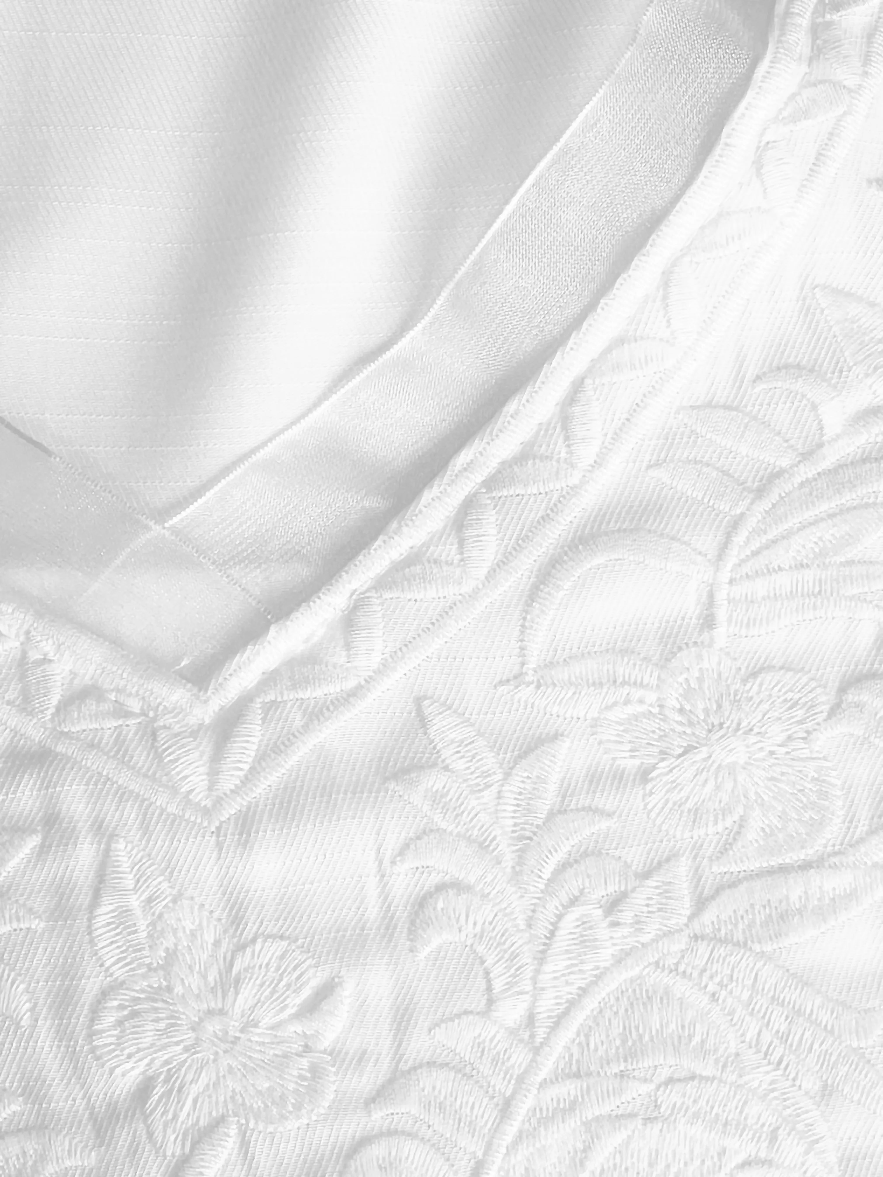 Summer shirt, Sleeves 3/4, White color With Embroidery