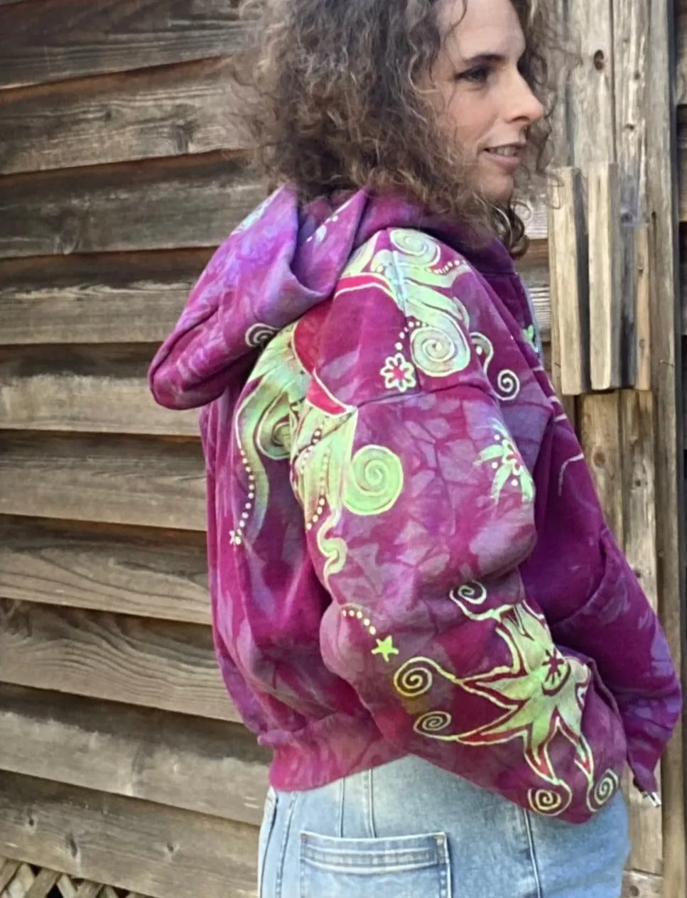 Sunrise Sun Glow Handmade Batik Hoodie - Size S/M