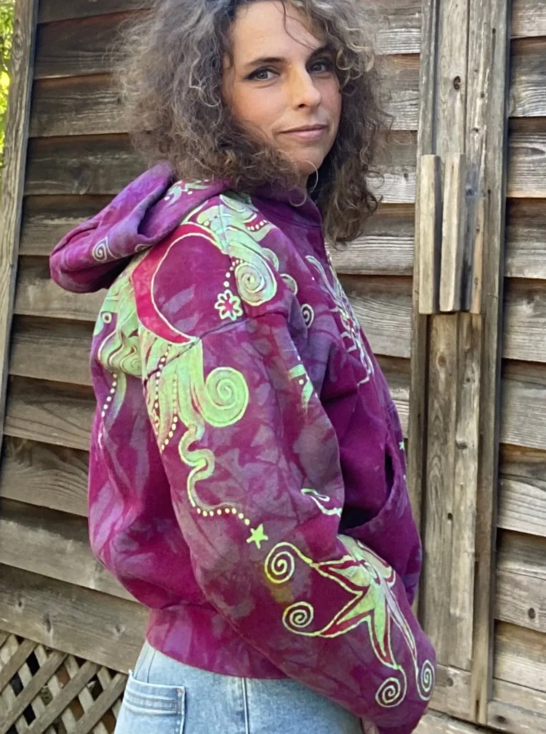 Sunrise Sun Glow Handmade Batik Hoodie - Size S/M