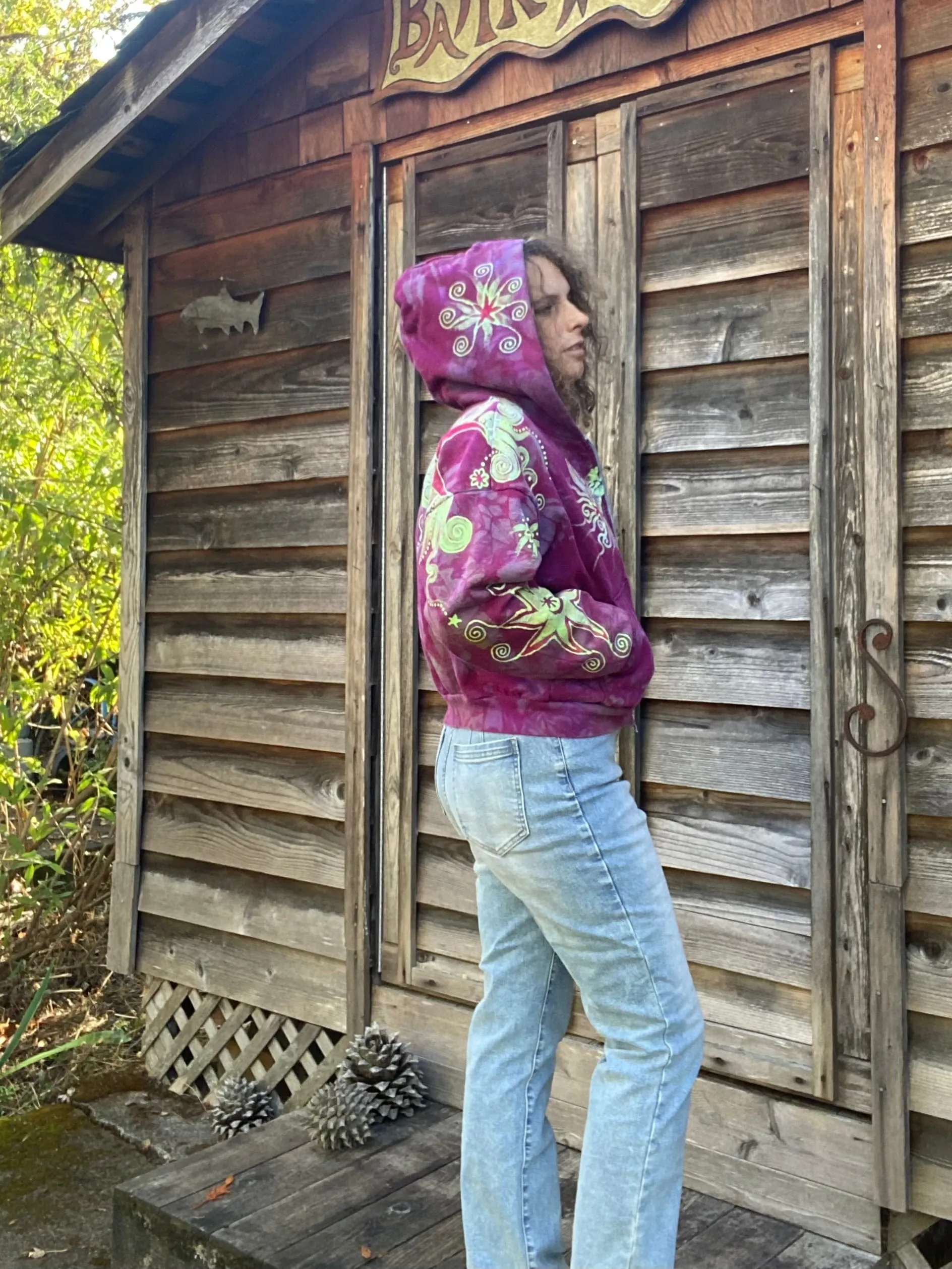 Sunrise Sun Glow Handmade Batik Hoodie - Size S/M