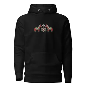 Swedish Red Dala Horse Embroidered Hoodie