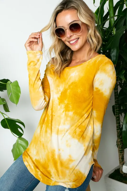 TEEK - MUSTARD TIE DYE ONE SHOULDER TOP
