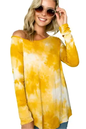 TEEK - MUSTARD TIE DYE ONE SHOULDER TOP