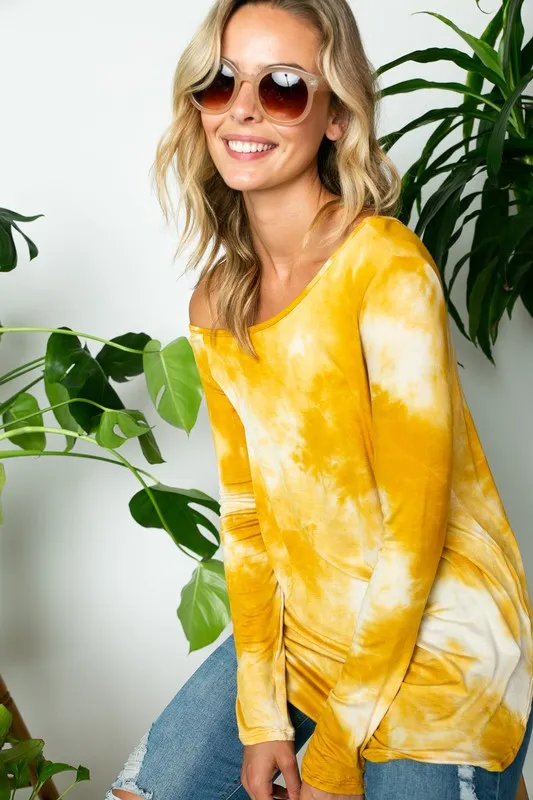 TEEK - MUSTARD TIE DYE ONE SHOULDER TOP