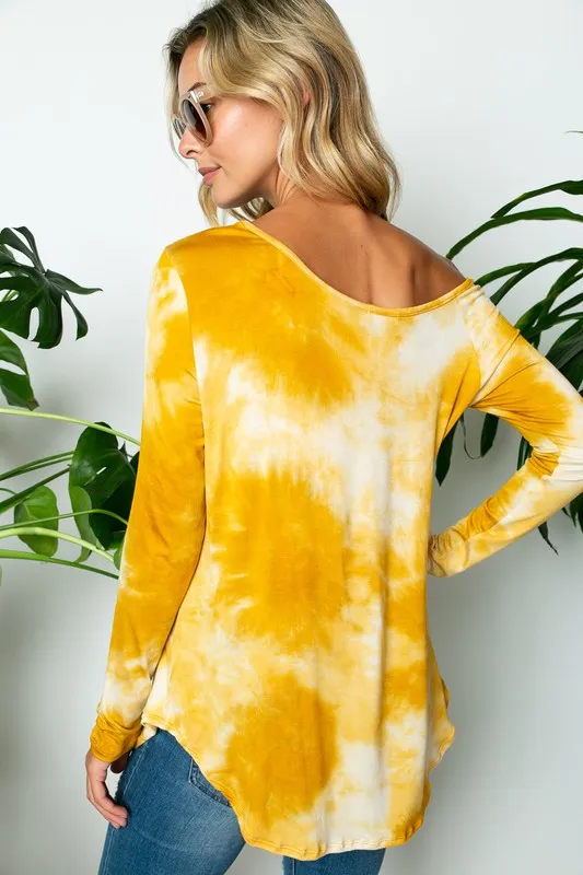 TEEK - MUSTARD TIE DYE ONE SHOULDER TOP