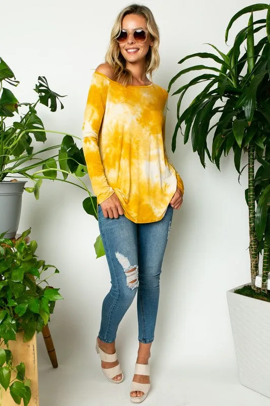TEEK - MUSTARD TIE DYE ONE SHOULDER TOP