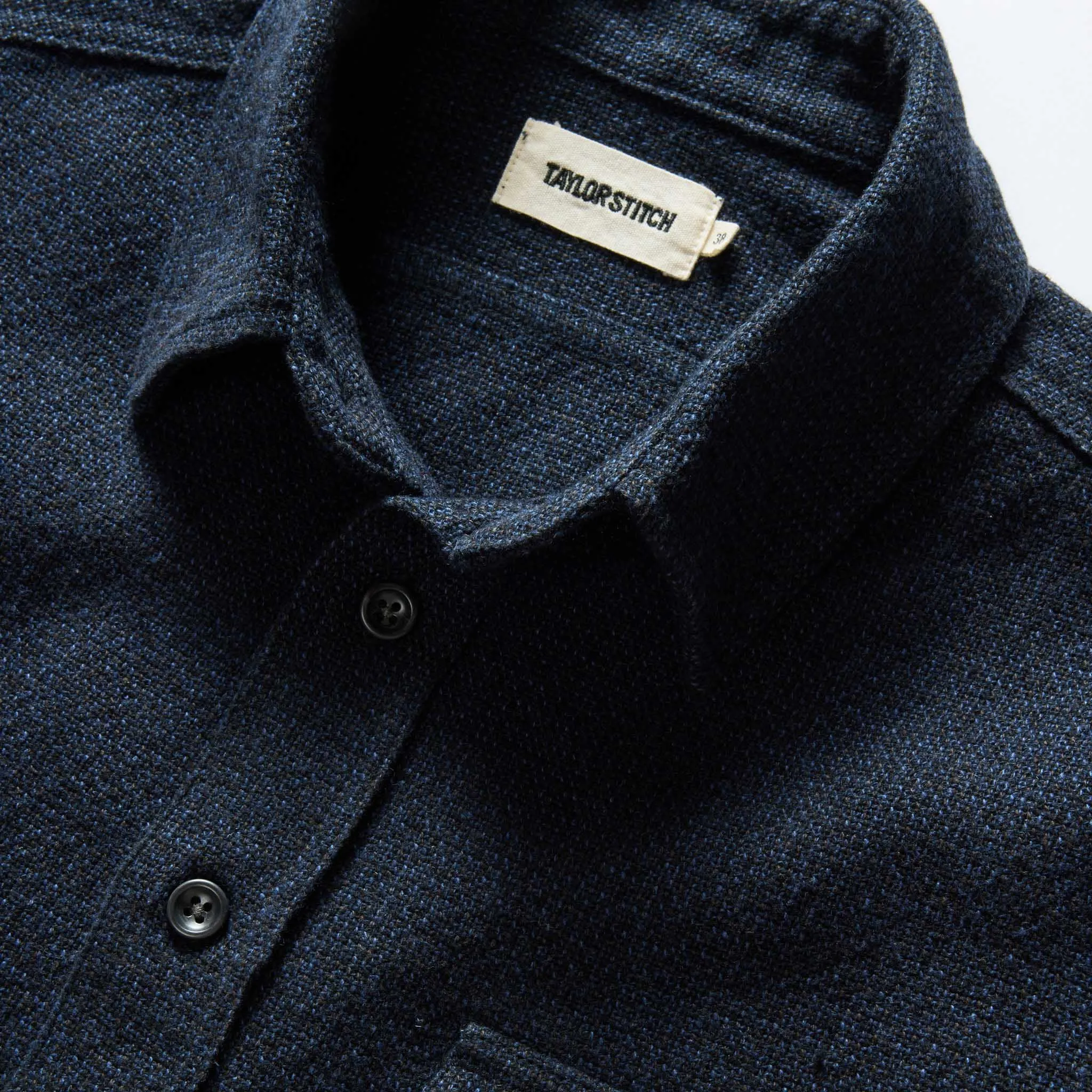 The Ledge Shirt in Dark Navy Linen Tweed