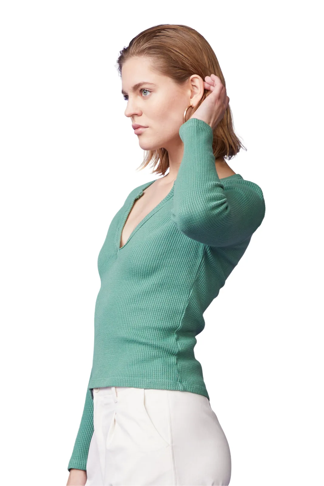 Thermal Henley  Kale Green