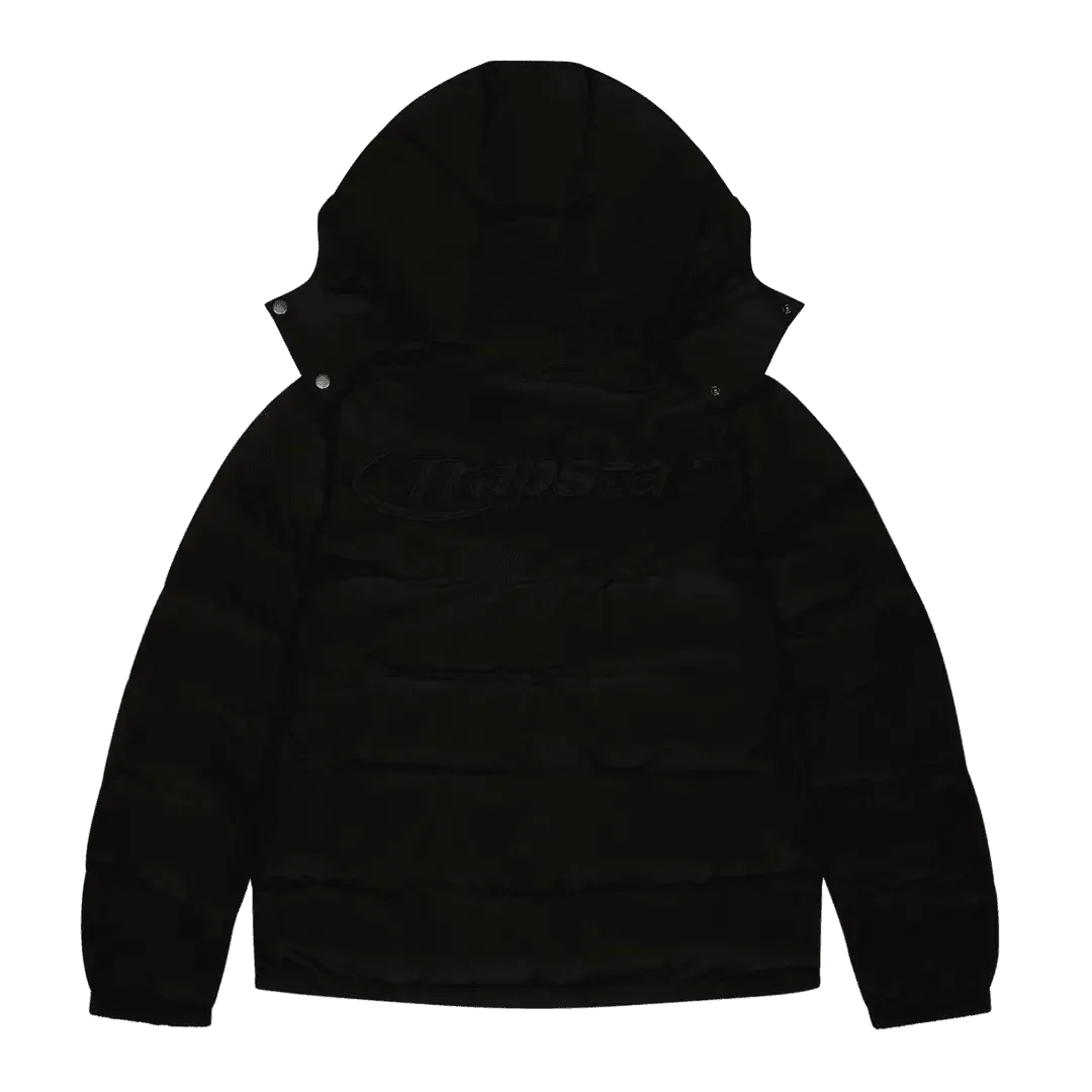 TRAPSTAR HYPERDRIVE DETACHABLE HOODED PUFFER JACKET - TRIPLE BLACK