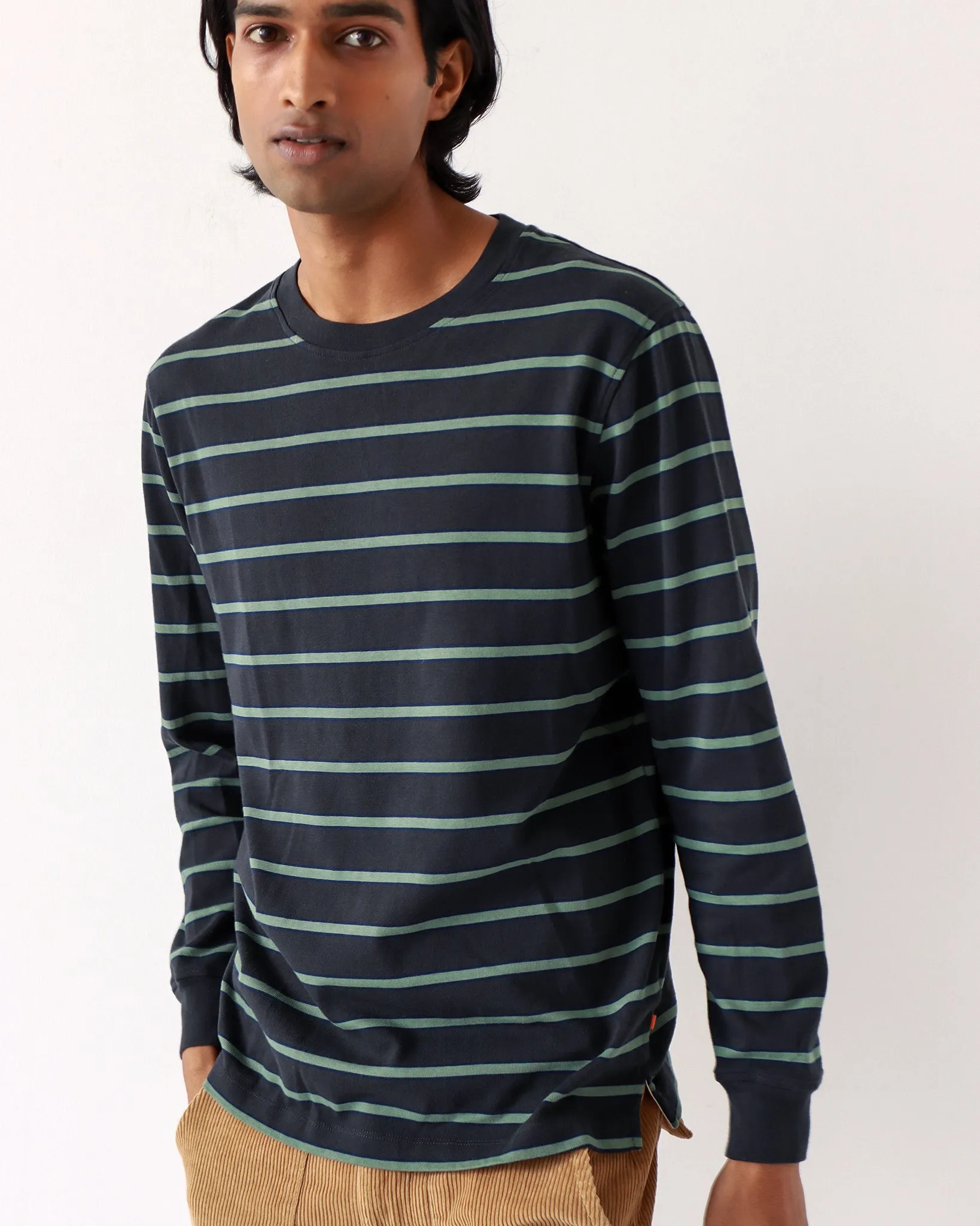 Tres Sripe T-Shirt - Dark Grey / Forest Green