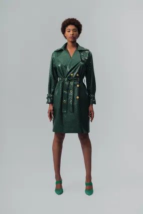 Trinity Quilted Green Trench Coat