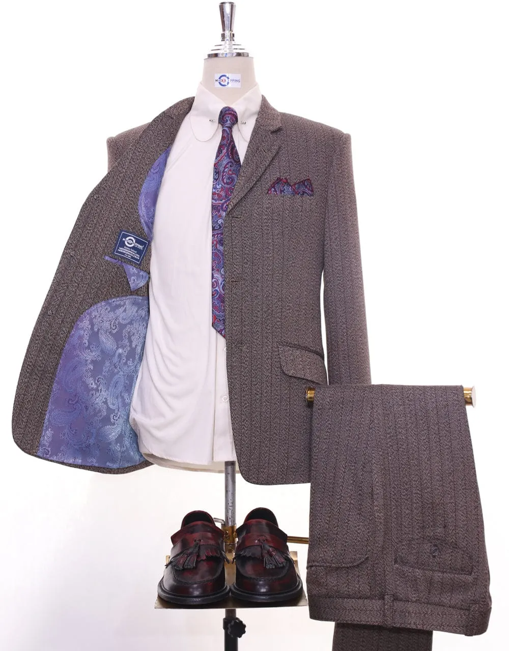 Tweed Suit | Brown Herringbone Tweed Suit