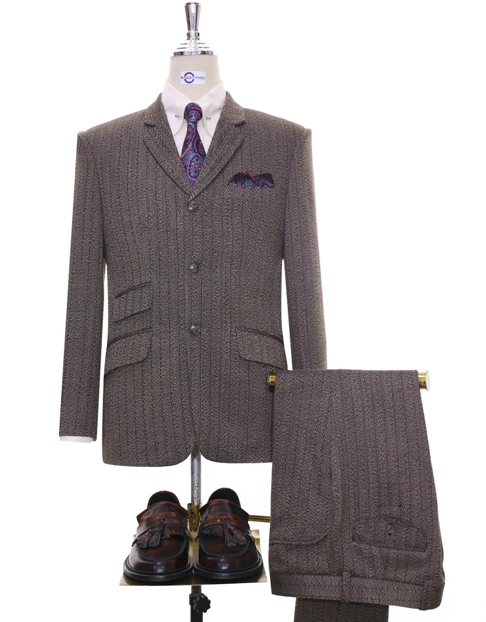 Tweed Suit | Brown Herringbone Tweed Suit