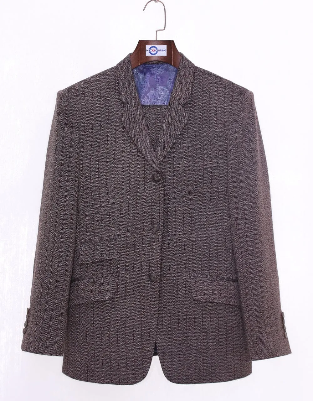 Tweed Suit | Brown Herringbone Tweed Suit
