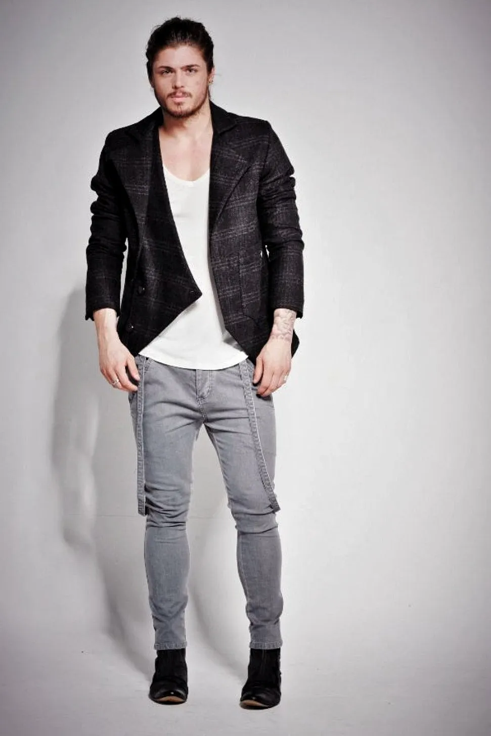Two Way Blazer - Black/Grey Tweed