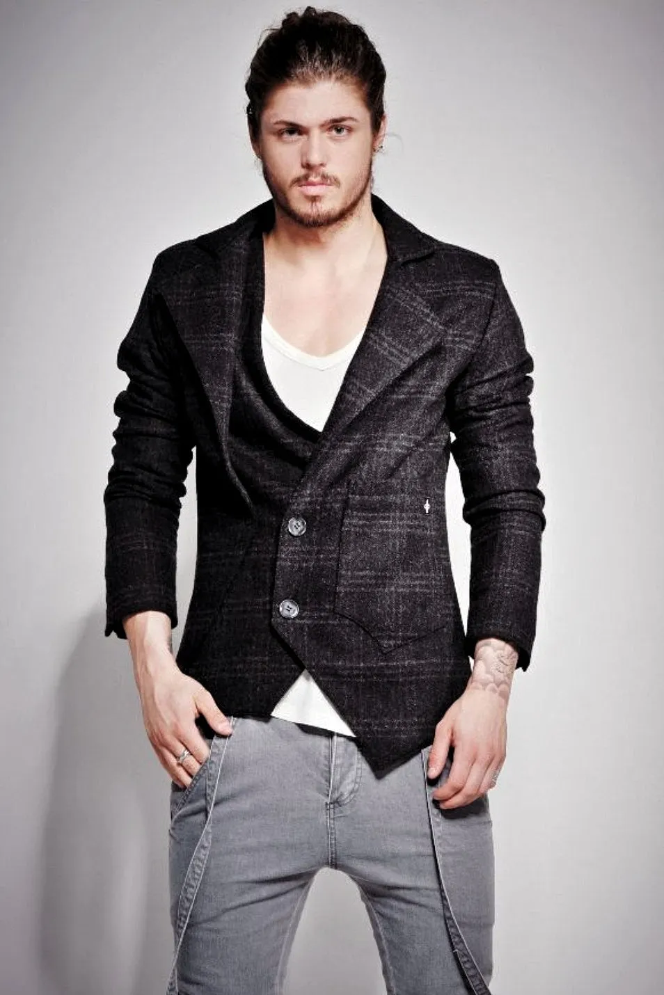 Two Way Blazer - Black/Grey Tweed