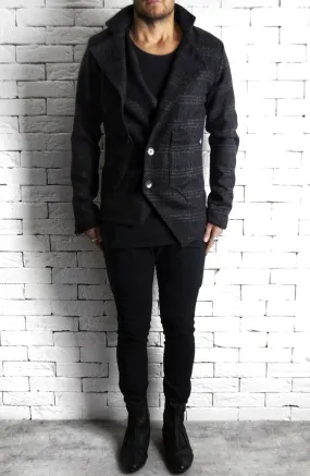 Two Way Blazer - Black/Grey Tweed