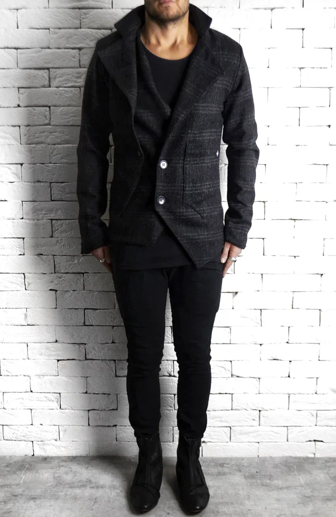 Two Way Blazer - Black/Grey Tweed