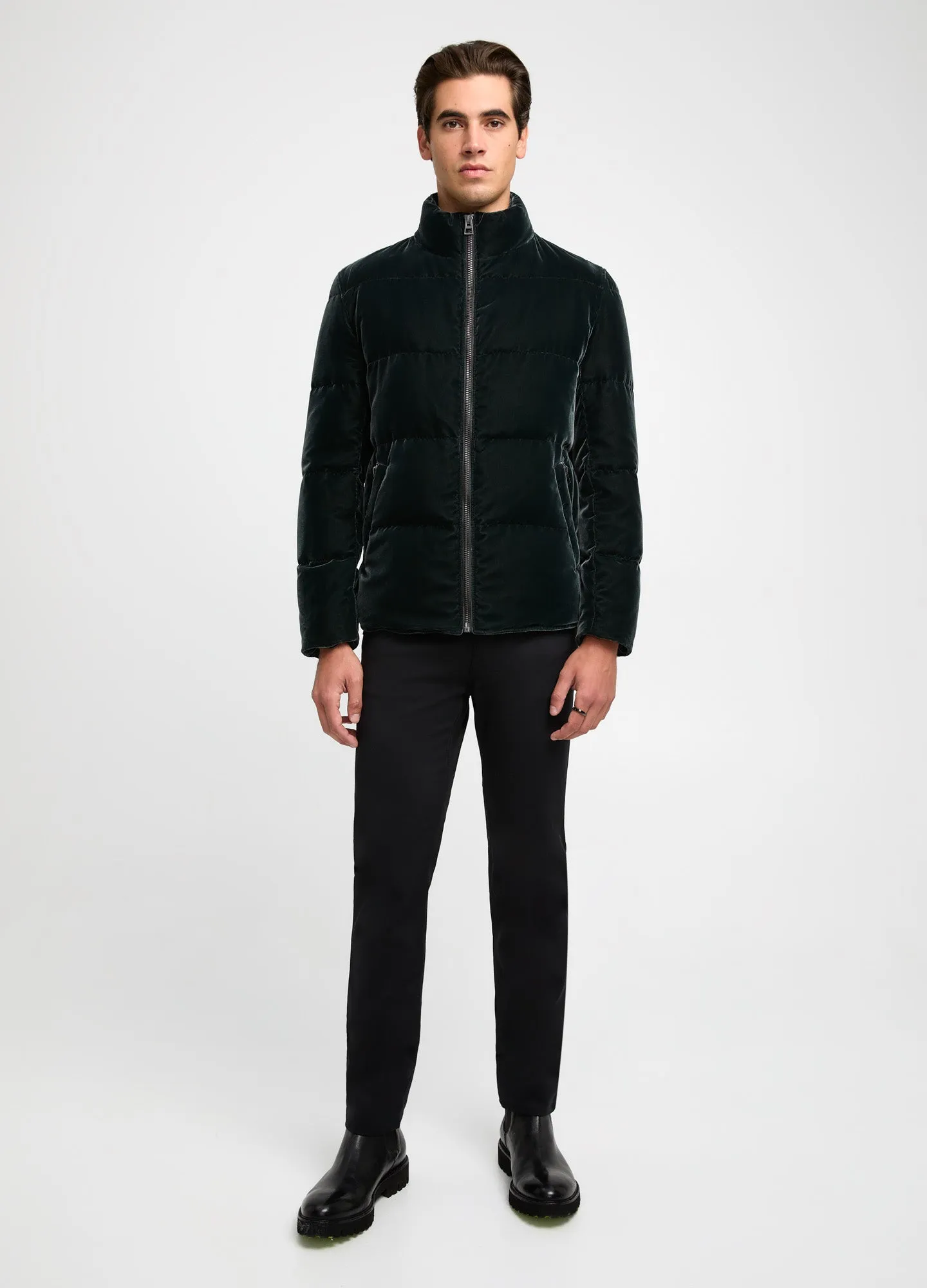 Velvet Puffer Jacket Dark Green