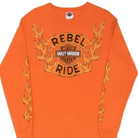 VINTAGE HARLEY DAVIDSON FLAME LONG SLEEVE ORANGE TEE SHIRT SIZE MEDIUM