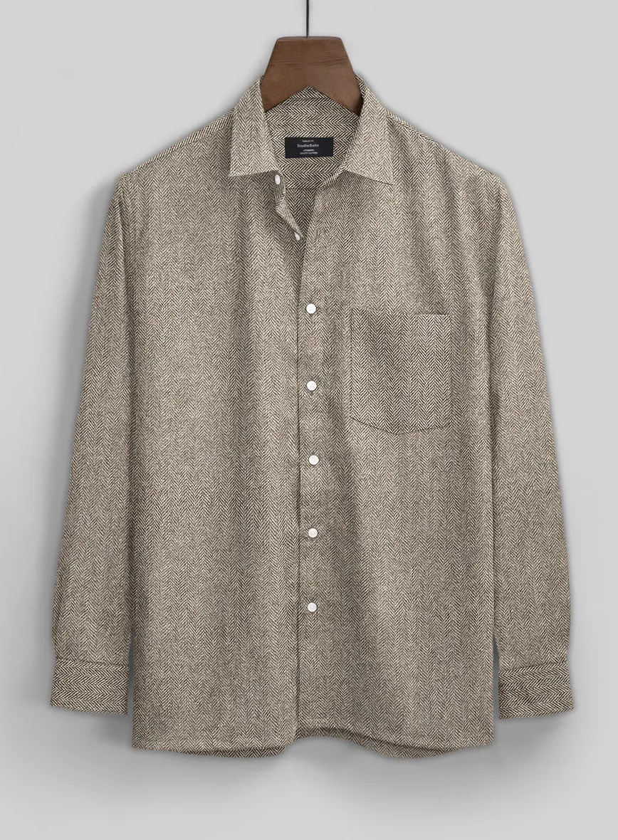 Vintage Herringbone Brown Tweed Shirt