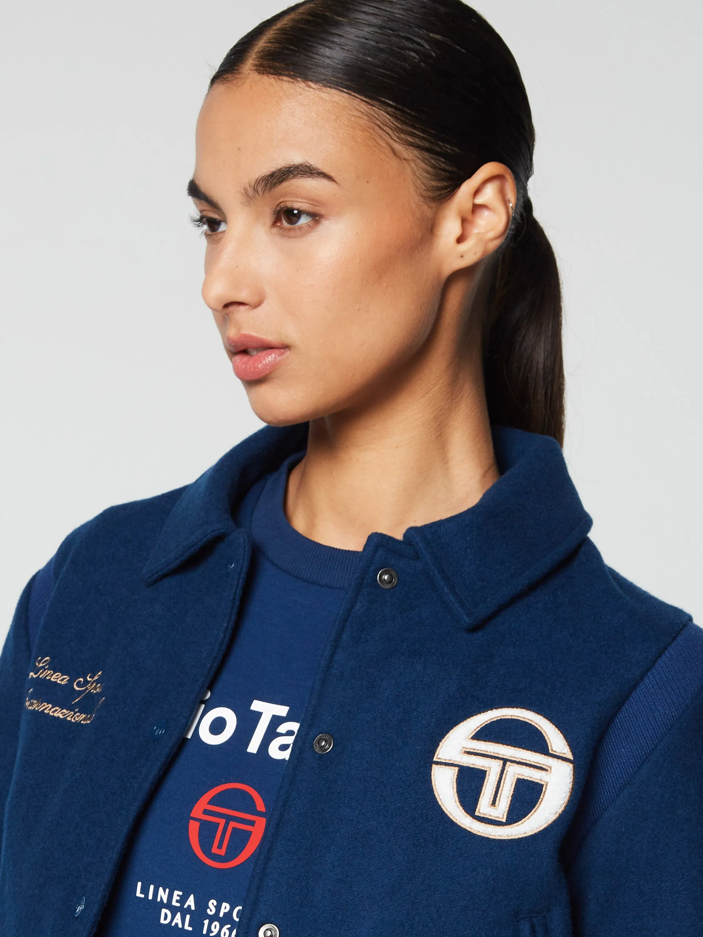 Women's Prep Wool Varsity Jacket- Maritime Blue
