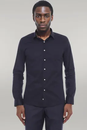 WSS Cotton Satin Slim Fit Black Men Shirt  - Singen