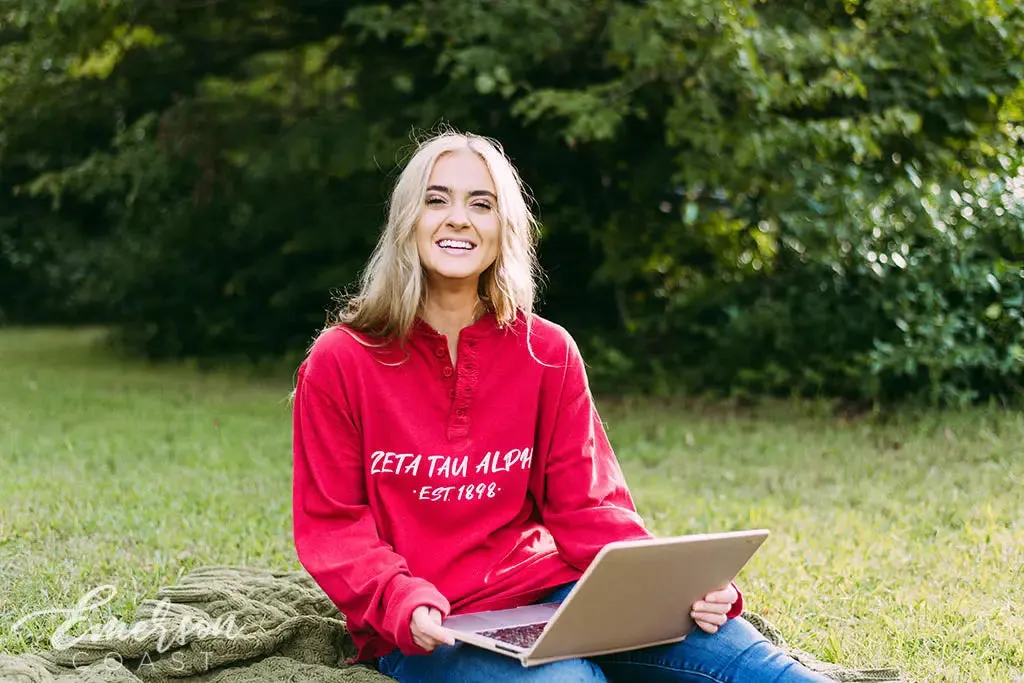 Zeta Tau Alpha Red Long Sleeve Henley